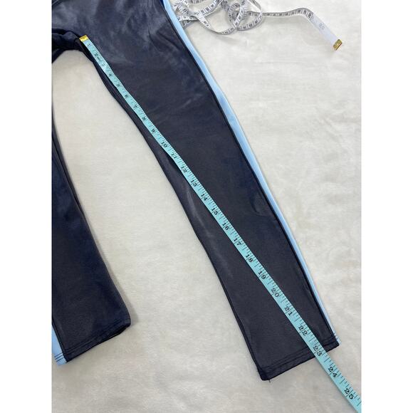 Spanx Faux Vegan Leather High Waist Blue Track Stripe Leggings Women's Small - Picture 11 of 11